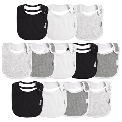 egmao baby Snap Bibs for Boys & Girls,12 Pack Drooling Bibs for Infants, Newborns, Organic Cotton,Adjustable,Machine Washable