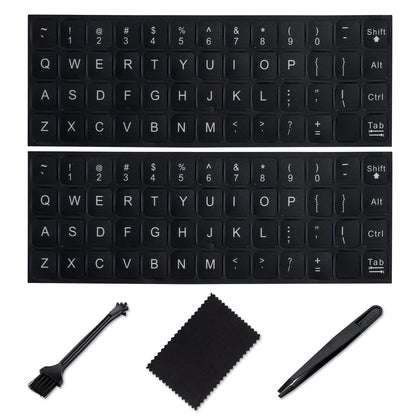English Keyboard Stickers[5 in 1],Replacement English Keyboard Sticker with White Font on Black Background Universal for Laptop Desktop Computer,Matte English Keyboard Alphabet Sticker