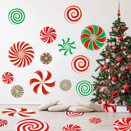 77 Pcs Christmas Candy Decals Christmas Wall Decorations Christmas Candy Floor Decals Christmas Wall Stickers Xmas Decals for Wall Holiday Candy Stickers for Xmas Candyland Party Decorations
