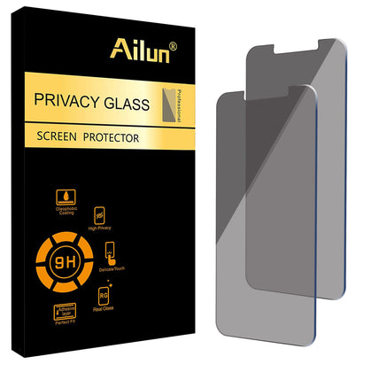 Ailun Privacy Screen Protector for iPhone 14 / iPhone 13 / iPhone 13 Pro [6.1 Inch] 2 Pack Anti Spy Private Tempered Glass Anti-Scratch Case Friendly [Black] [Not for iPhone 13 Pro Max] [2 Pack]