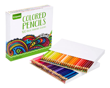 Crayola Adult Colored Pencil Set (100ct), Premium Coloring Pencils For Adult Coloring Books, Presharpened, Gift for Teens