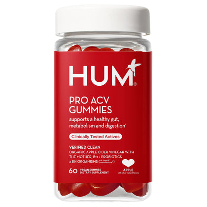 HUM Pro ACV Gummies -100% Organic Apple Cider Vinegar with The Mother, Probiotics for Digestive Health & B12 for Metabolism Support