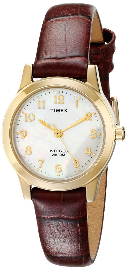 Timex Women's T21693 Essex Avenue Burgundy Croco Pattern Leather Strap Watch
