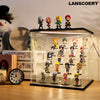 LANSCOERY Clear Acrylic Display Case with Light, Assemble 5 Tier Display Box Stand with Black Base, Dustproof Protection Showcase for Collectibles Memorabilia Figurines (11.8x11x11.8inch; 30x28x30cm)