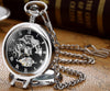 Whodoit Stainless Steel Men Fashion Leisure Pocket Watch Dial Silver Mechanical Mens Fob Chain Watch