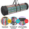 ProPik Wrapping Paper Organizer Storage Bag for All Your Gift Wrap & Ribbons, Fits Long 40 Inch Rolls, Hold Up To 24 Rolls, Heavy Duty Clear PVC Bag with Handles (Black & Clear)