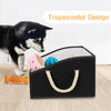 Thankspaw Dog Toy Box, Large Dog Toys Storage with Handle, Fabric Trapezoid Dog Toy Bin, Collapsible Basket Chest Organizer, Perfect for Pet Toys, Blankets, Dog Toys and Accessories, Black