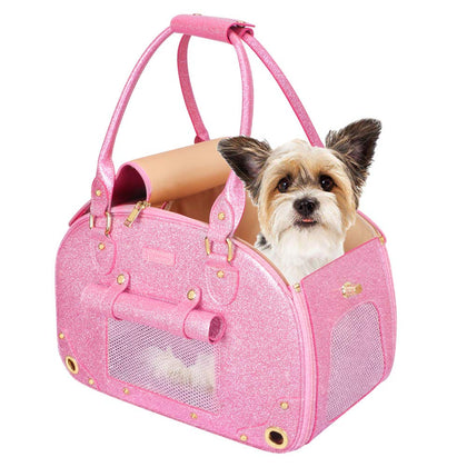 PetsHome Dog Carrier Purse, Pet Carrier, Cat Carrier, Bling Waterproof Premium Leather Pet Travel Portable Bag Carrier for Cat and Small Dog Home & Outdoor Small Bling Pink
