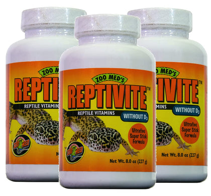 Zoo Med Reptivite Reptile Vitamins Without D3 8 oz - Pack of 3