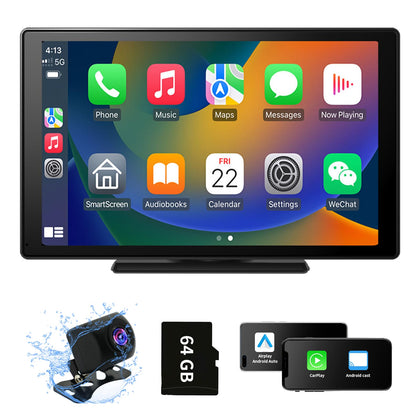 ELEFOCUS 9 inch Portable Car Stereo, Wireless Carplay & Android Auto, Portable Touch Screen Car Play GPS Navigation, Car Audio Receivers with 1080P Backup Camera, Bluetooth, Mirror Link, FM, Siri