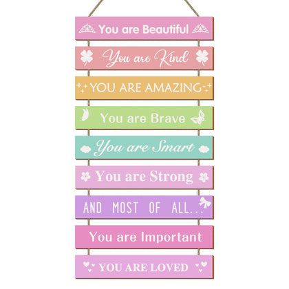 UBTKEY Girls Room Wall Decor, Set of 9 Pieces Wall Decor for Girls Bedroom Teen Girl, Inspirational Wall Art Hanging Plaque for Kids Baby Girl Nursery Wall Decortaions