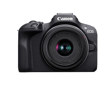 Canon EOS R100 RF-S18-45mm F4.5-6.3 is STM Lens Kit, Mirrorless Camera, RF Mount, 24.1 MP, Continuous Shooting, Eye Detection AF, Full HD Video, 4K, Lightweight, Wi-Fi, Bluetooth, Content Creation