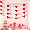 Felt Heart Garland Banner, Pre-Strung | Valentines Decorations | Red Pink White Valentines Banner | Anniversary Wedding Birthday Party Decorations | Outdoor Home Hanging Valentines Decor