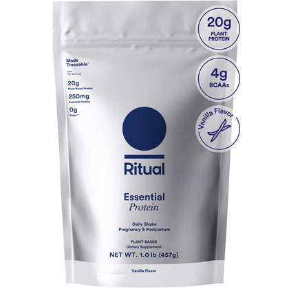 Ritual Prenatal Protein Powder: Choline to Support Prenatal, Postpartum, & Lactation, 20g Organic Pea Protein from Regenerative Farms in USA, Gluten Free, Plant Based, Sugar Free, Vanilla, 1 Pound