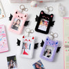 Fuzzy Plush Kpop Photocard Holder with Keychain, Cute Animal Wings Photo Sleeve Bank ID Credit Card Holder Stationery