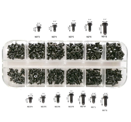 Easycargo 240pcs 12 Sizes Laptop Screws Kit, Notebook Computer Replacement Screws Assortment Kit,M2 M2.5 M3, for Lenovo Toshiba Gateway Samsung HP IBM Dell Sony Acer Asus SSD Hard Disk SATA SSD M.2
