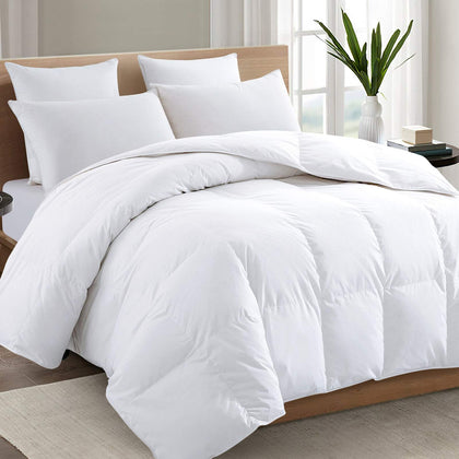 TEXARTIST Premium 2100 Series Queen Comforter All Season Breathable Cooling White Comforter Soft 4D Spiral Fiber Quilted Down Alternative Duvet with Corner Tabs Luxury Hotel Style (88