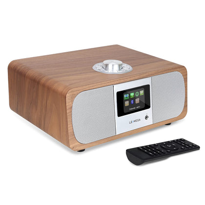 LEMEGA M3P WIFI Smart Radio,Internet Radio,FM Digital Radio,Spotify Connect,Bluetooth Speaker,Stereo Sound,Wooden Box,Headphones-Out,AUX-In,40 Presets,Dual Alarms Clock,Remote and App Control - Walnut