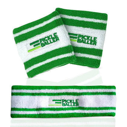 Super Fly Goods Sweatbands Pickleball Golf Tennis 1 Headband 2 Sweat Bands in Set Great Gift or for Your Sports or Team (Pickleball Head & Wristband Set)