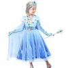 Tacobear 10Pcs Frozen Elsa Costume Dress For Girls Kids Toddler Princess Dress Up Clothes For Little Girls With Elsa Accessories Gloves Crown Wands Wig Necklace For 3-4T Kids Christmas Birthday Party