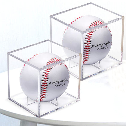 AZATUS 2 Pack Baseball Display Case, UV Protected Acrylic Memorabilia Display Storage Box, Cub Clear Baseball Dispaly Holder for Official Size Ball