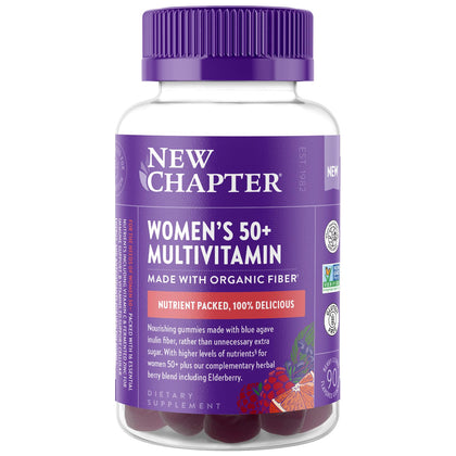 New Chapter Womens 50+ Multivitamin Gummies - 66% Less Sugar, Womens Healthy Aging Gummy Vitamins with Vitamin C, B Vitamins & Zinc, Non-GMO, Gluten Free, Berry Citrus Flavored, 90 ct