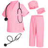 Doctor Costume for Kids Scrubs Pants with Accessories Set Toddler Children Cosplay 5T-6T Pink