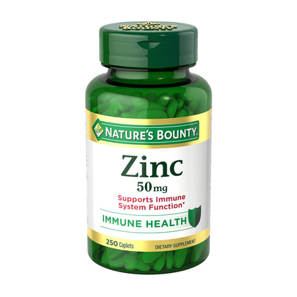 Nature's Bounty Zinc 50mg, Immune Support & Antioxidant Supplement, Promotes Skin Health 250 Caplets