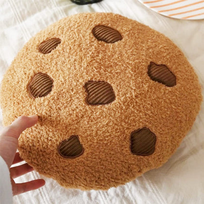 TOKZON Cookie Pillow Chocolate Chip, Chocolate Chip Cookie Pillow, Food Shaped Pillow Round Soft, for Floor Couch Sofa Cushion Bedroom Decor Gift-11in