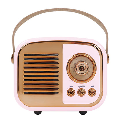 Aresrora Retro Bluetooth Speaker, Vintage Wireless Speaker,Portable Mini Radio Old Fashion Style for Room Decor Kitchen Desk Bedroom Office,Supports TWS Pairing for iPhone,Android Devices (Pink)