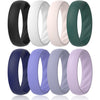 ThunderFit Silicone Wedding Bands for Women - 6mm Wide - 2mm Thick (Black, White, Light Pink G, Hurer Green, Dark Blue B, Light Purple D, Lavender Purple 272C, Blue Grey 2108, Size 7.5-8 (17.3mm))