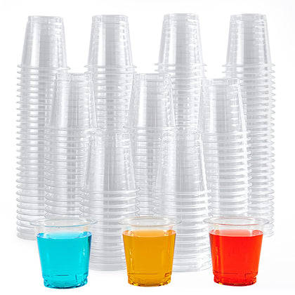 Lilymicky 500 PACK 2 oz Plastic Shot Glasses, 2 ounce Clear Disposable Plastic Cups, Party Cups for Vodka, Whiskey, Tequila, Mini Plastic Containers for Sauce, and Sample Tasting