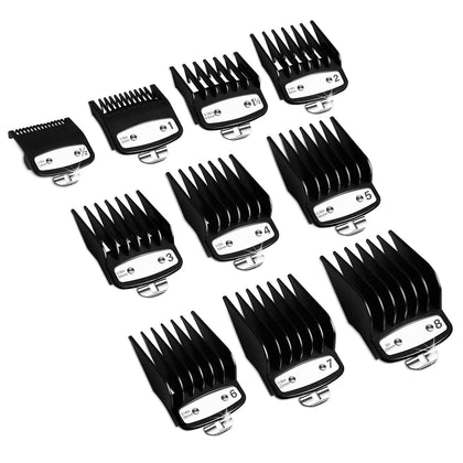 Professional Hair Clipper Guards Guides 10 Pcs Coded Cutting Guides #3170-400- 1/16 to 1 fits for All Wahl Clippers(Black-10 pcs)