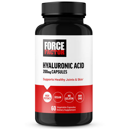 FORCE FACTOR Hyaluronic Acid Supplements, Hyaluronic Acid Capsules for Joint Health and Skin Hydration, Joint Health Supplement for Women and Men, High Potency, Vegan, 60 Capsules
