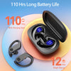 Earbuds 110H Playtime Bluetooth Headphones Wireless Earbuds with 2200mAh Charging Case Dual LED Display Ear Buds with Earhooks Over Ear Headphones Waterproof for Workout Sport Laptop TV Phone Black