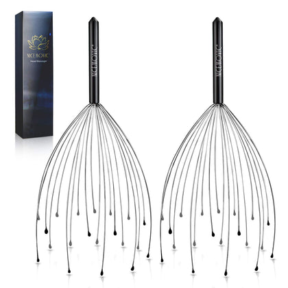 NICEMOVIC 2 Pack Scalp Head Massager with 20 Fingers Scalp Head Scratcher for Hair Stimulation Body Relaxing(Black & Black)