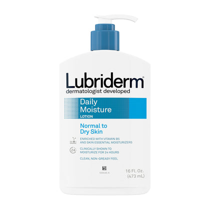 Lubriderm Daily Moisture Lotion + Pro-Ceramide with Shea Butter & Glycerin Helps Moisturize Dry Skin, Hydrating Face, Hand & Body Lotion is Lightly Scented & Non-Greasy, 16 fl. oz