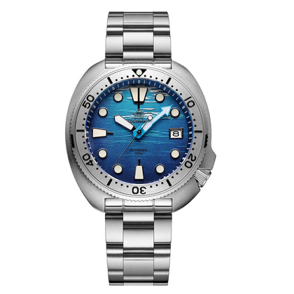 ADDIESDIVE Mens Automatic Dive Watch Stainless Steel NH35A Mechanical Movement 200M Waterproof Blue Deep Sea Dial