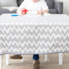 Bumkins Baby Splat Mat for Under High Chair, Babies Toddlers Eating Mess Mat, Waterproof Reusable Cloth for Arts and Crafts, Playtime Mat for Kids, Floors or Tables, Fabric 42inx42in, Gray Chevron