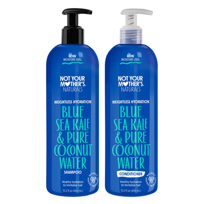 Not Your Mother's Naturals Weightless Hydration Shampoo and Conditioner Set - 98% Naturally Derived Ingredients, Sulfate-Free Shampoo and Conditioner for Fine Hair (Coconut Water & Blue Sea Kale)