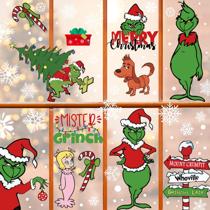 Waterproof Christmas Window Clings Christmas Window Stickers Double Sided Christmas Clings for Windows Christmas Window Decals Home School Office