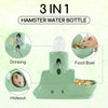 OIIBO Ceramic Hamster Water Bottle, 3 in 1 Hamster Water Bottle with Hideout and Food Bowl, 2PCS 60ML Adjustable Hamster Water Bottle No Drip Rat Water Bottle Small Animal Dispenser