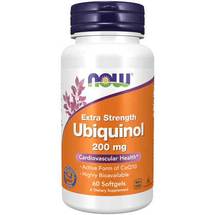 NOW Supplements, Ubiquinol 200 mg, High Bioavailability (the Active Form of CoQ10), 60 Softgels