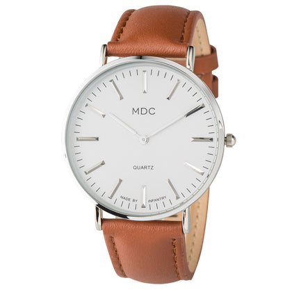 Infantry Classic Brown Leather Watches for Men Business Minimalist Mens Analog Wrist Watch Casual Simple Dress Quartz Wristwatch Unisex Ultra Thin Slim by MDC