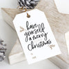Bliss Collections Merry Little Christmas Tags, Pack of 50, Gold and Black, Holiday Tis The Season Events, Parties and Celebrations - Great for Seasonal Favors