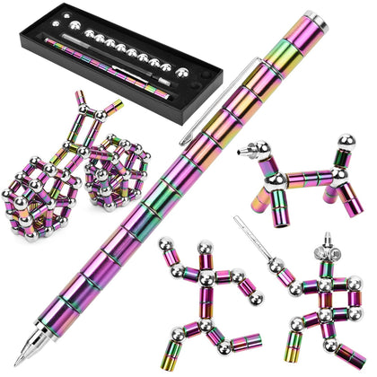 Fidget Toys Pen, Decompression Magnetic Metal Pen, Multifunction Writing Magnet Ballpoint Pen, Pressure Fidget Cool Gadgets, Gifts for Kids, Teenage, Boy, Girls or Friends (Colorful)