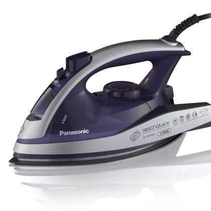 Panasonic Dry and Steam Iron with Alumite Soleplate, Fabric Temperature Dial and Safety Auto Shut Off - 1700 Watt Multi Directional Iron - NI-W950A, Purple