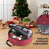 CHENGWEI 600D Christmas Wreath Storage Container 24 Inch Wreath Storage Bag with Clear Window Extra Large Wreath Boxes for Storage,Three Handles Garland Storage Bag Dual Zipper(Red)