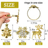 HADDIY Christmas Napkin Rings Set of 12,Sparkly Gold Deer Snowflake Xmax Tree Napkin Holder for Winter Holiday Dinner Table Setting Decorations