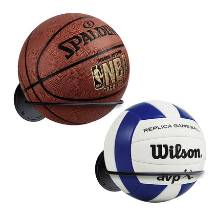 Suchek Steel Ball Holder Wall Mount, Display Rack Storage for Soccer, Basketball, Volleyball (2 Packs) (Black)